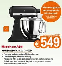 Kitchenaid keukenrobot k35ksm175psebk-Kitchenaid