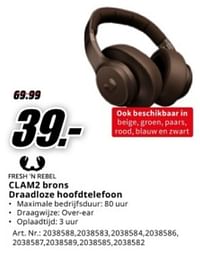 Clam2 brons draadloze hoofdtelefoon-Fresh 