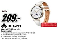 Promoties Huawei watch gt4 wit smartwatch - Huawei - Geldig van 04/05/2024 tot 12/05/2024 bij Media Markt