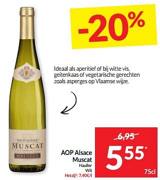Promotions Aop alsace muscat hauller wit - Vins blancs - Valide de 07/05/2024 à 12/05/2024 chez Intermarche