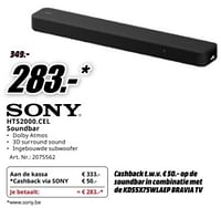 Promoties Hts2000 cel soundbar - Sony - Geldig van 04/05/2024 tot 12/05/2024 bij Media Markt