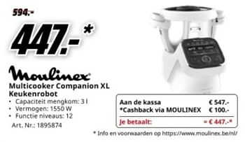 Promotions Moulinex multicooker companion xl keukenrobot - Moulinex - Valide de 04/05/2024 à 12/05/2024 chez Media Markt