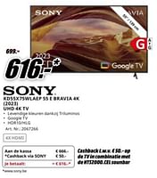 Promoties Sony kd55x75wlaep 55 e bravua 4k uhd 4k tv - Sony - Geldig van 04/05/2024 tot 12/05/2024 bij Media Markt