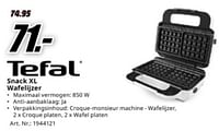 Promoties Tefal snack xl wafelijzer - Tefal - Geldig van 04/05/2024 tot 12/05/2024 bij Media Markt