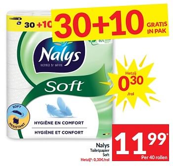 Promotions Nalys toiletpapier soft - Nalys - Valide de 07/05/2024 à 12/05/2024 chez Intermarche