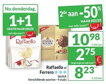 Promotions Raffaello of ferrero ijsstick - Produit maison - Intermarche - Valide de 07/05/2024 à 12/05/2024 chez Intermarche