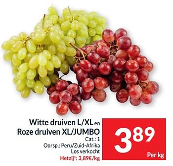 Promoties Witte druiven l xl en roze druiven xl jumbo - Huismerk - Intermarche - Geldig van 07/05/2024 tot 12/05/2024 bij Intermarche