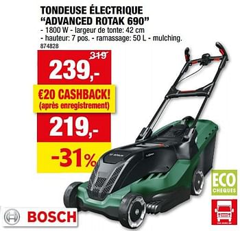 Promotions Bosch tondeuse électrique advanced rotak 690 - Bosch - Valide de 24/04/2024 à 05/05/2024 chez Hubo