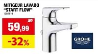 Promotions Mitigeur lavabo start flow - Grohe - Valide de 24/04/2024 à 05/05/2024 chez Hubo