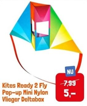 Promoties Kites ready 2 fly pop up mini nylon vlieger deltabox - Huismerk - Lobbes - Geldig van 28/04/2024 tot 28/05/2024 bij Lobbes