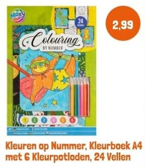 Promoties Kleuren op nummer kleurboek a4 met 6 kleurpotloden - Huismerk - Lobbes - Geldig van 28/04/2024 tot 28/05/2024 bij Lobbes