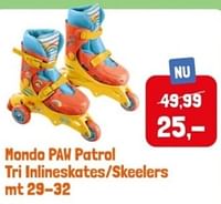 Promoties Mondo paw patrol tri inlineskates skeelers - Mondo - Geldig van 28/04/2024 tot 28/05/2024 bij Lobbes