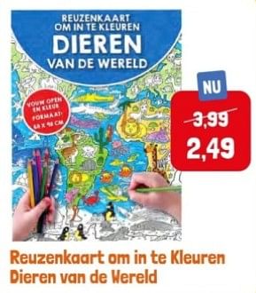 Promoties Reuzenkaart om in te kleuren dieren van de wereld - Huismerk - Lobbes - Geldig van 28/04/2024 tot 28/05/2024 bij Lobbes