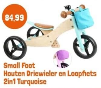 Promoties Small foot houten driewieler en loopfiets 2in1 turquoise - Small Foot - Geldig van 28/04/2024 tot 28/05/2024 bij Lobbes
