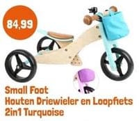 Small foot houten driewieler en loopfiets 2in1 turquoise-Small Foot