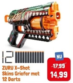 Promoties Zuru x shot skins griefer met 12 darts - Zuru - Geldig van 28/04/2024 tot 28/05/2024 bij Lobbes