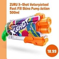 Promoties Zuru x shot waterpistool fast fill skins pump action - Zuru - Geldig van 28/04/2024 tot 28/05/2024 bij Lobbes