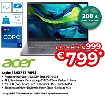 Promoties Acer aspire 5 a517-53-79p6 - Acer - Geldig van 26/04/2024 tot 31/05/2024 bij Exellent