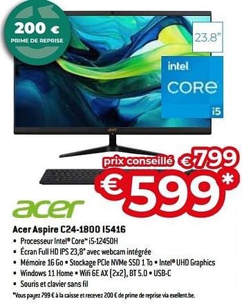 Promoties Acer aspire c24-1800 i5416 - Acer - Geldig van 26/04/2024 tot 31/05/2024 bij Exellent