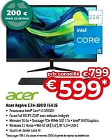 Promotions Acer aspire c24-1800 i5416 - Acer - Valide de 26/04/2024 à 31/05/2024 chez Exellent
