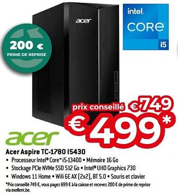 Promoties Acer aspire tc-1780 i5430 - Acer - Geldig van 26/04/2024 tot 31/05/2024 bij Exellent