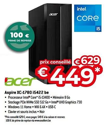 Promoties Acer aspire xc-1780 i5422 be - Acer - Geldig van 26/04/2024 tot 31/05/2024 bij Exellent