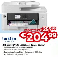 Promotions Brother mfc-j5340dwe a3 ecopro à jet d’encre couleur - Brother - Valide de 26/04/2024 à 31/05/2024 chez Exellent