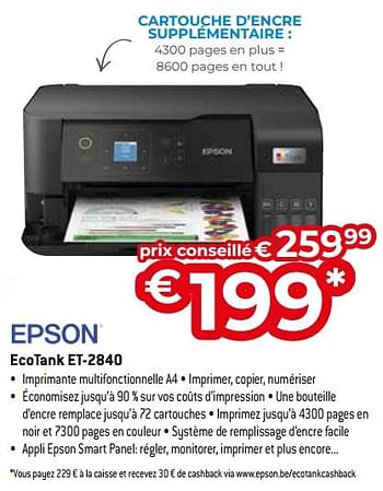 Promoties Epson ecotank et-2840 - Epson - Geldig van 26/04/2024 tot 31/05/2024 bij Exellent