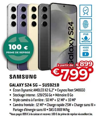 Promoties Samsung galaxy s24 5g - sus921b - Samsung - Geldig van 26/04/2024 tot 31/05/2024 bij Exellent