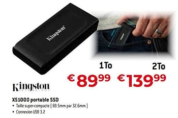 Promoties Xs1000 portable ssd 1To - Kingston - Geldig van 26/04/2024 tot 31/05/2024 bij Exellent