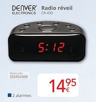 Promotions Denver radio réveil cr-430 - Denver Electronics - Valide de 01/05/2024 à 31/05/2024 chez Eldi
