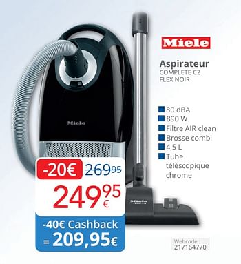 Promoties Miele aspirateur complete c2 flex noir - Miele - Geldig van 01/05/2024 tot 31/05/2024 bij Eldi