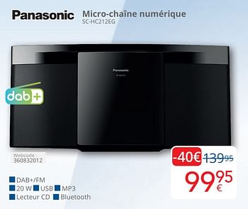 Promoties Panasonic micro-chaîne numérique sc-hc212eg - Panasonic - Geldig van 01/05/2024 tot 31/05/2024 bij Eldi