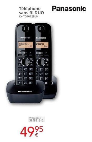 Promoties Panasonic téléphone sans fil duo kx-tg1612blh - Panasonic - Geldig van 01/05/2024 tot 31/05/2024 bij Eldi