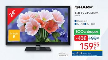 Promoties Sharp led tv 24``-60 cm 4e43e - Sharp - Geldig van 01/05/2024 tot 31/05/2024 bij Eldi