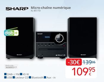Promoties Sharp micro-chaîne numérique xl-b517d - Sharp - Geldig van 01/05/2024 tot 31/05/2024 bij Eldi