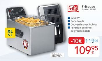 Promoties Fritel friteuse turbo sf 4571 - Fritel - Geldig van 01/05/2024 tot 31/05/2024 bij Eldi