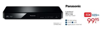 Promoties Panasonic lecteur blu-ray dmp-bdt180ef - Panasonic - Geldig van 01/05/2024 tot 31/05/2024 bij Eldi