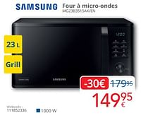Promotions Samsung four à micro-ondes mg23b3515ak-en - Samsung - Valide de 01/05/2024 à 31/05/2024 chez Eldi