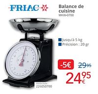 Promotions Friac balance de cuisine mkw-0700 - Friac - Valide de 01/05/2024 à 31/05/2024 chez Eldi