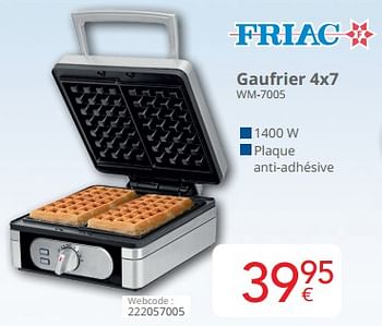 Promoties Friac gaufrier 4x7 wm-7005 - Friac - Geldig van 01/05/2024 tot 31/05/2024 bij Eldi