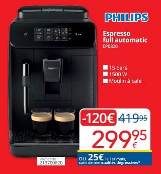 Promoties Philips espresso full automatic ep0820 - Philips - Geldig van 01/05/2024 tot 31/05/2024 bij Eldi