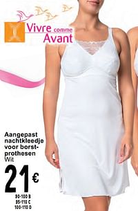 Aangepast nachtkleedje voor borstprothesen wit-Vivre comme Avant