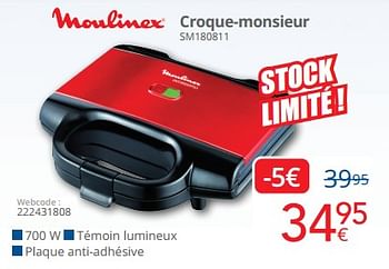 Promotions Moulinex croque-monsieur sm180811 - Moulinex - Valide de 01/05/2024 à 31/05/2024 chez Eldi