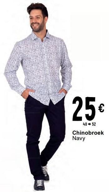 Promotions Chinobroek navy - Produit maison - Cora - Valide de 07/05/2024 à 18/05/2024 chez Cora