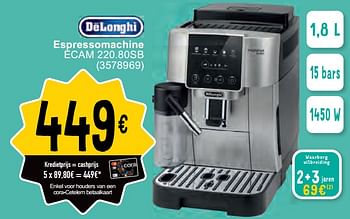 Promoties Delonghi espresso machine ecam 220.80sb - Delonghi - Geldig van 07/05/2024 tot 18/05/2024 bij Cora