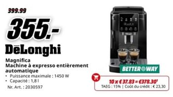 Promoties Delonghi magnifica machine à expresso entièrement automatique - Delonghi - Geldig van 04/05/2024 tot 12/05/2024 bij Media Markt