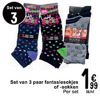 Promoties Set van 3 paar fantasiesokjes of sokken - Huismerk - Cora - Geldig van 07/05/2024 tot 18/05/2024 bij Cora