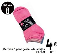 Promoties Set van 8 paar gekleurde sokjes - Huismerk - Cora - Geldig van 07/05/2024 tot 18/05/2024 bij Cora