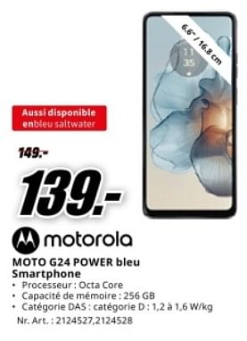 Promotions Motorola moto g24 power bleu smartphone - Motorola - Valide de 04/05/2024 à 12/05/2024 chez Media Markt